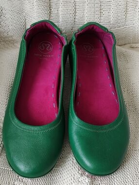 Soto Massini Leather Ballet Flats Emerald Green Pink Insoles EU 43 US 12